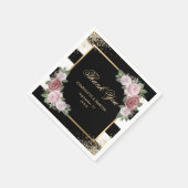 Zwart Goud Blush Roze Bloemen Dank u bruiloft Servet (Hoek)