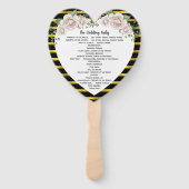 Zwart Goud Blush Roze Rozen Trouwprogramma Fan Handwaaier (Achterkant)