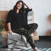 Zwart Goud Boheemse Kerst Pyjama Broek Leggings