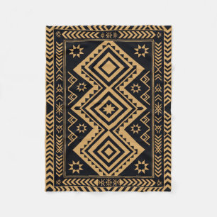 Zwart Goud Boho Abstract Oppervlaktepatroon Fleece Deken
