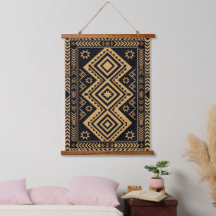 Zwart Goud Boho Abstract Oppervlaktepatroon Hangend Wandkleed