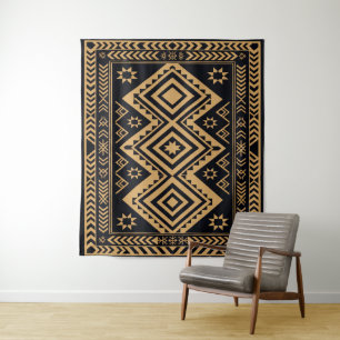 Zwart Goud Boho Abstract Oppervlaktepatroon Wandkleed