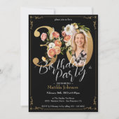 Zwart Goud Boho Bloemen 30e Verjaardag Kaart (Voorkant)