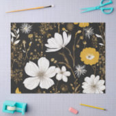 Zwart Goud Boho Wildflower Decoupage Tissuepapier (Craft)