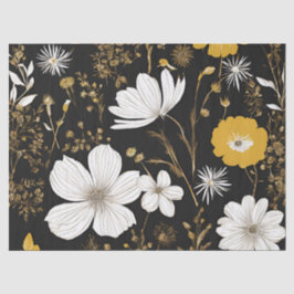 Zwart Goud Boho Wildflower Decoupage Tissuepapier