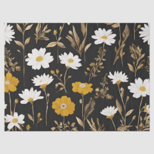 Zwart Goud Boho Wildflower Garden Tissuepapier
