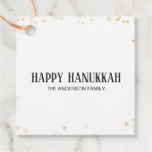 Zwart & Goud Bokeh Gelukkig Chanoeka Bedankjes Labels (Voorkant)