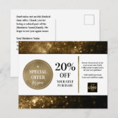 Zwart Goud Bokeh Glitter Coupon Korting Briefkaart (Voorkant / Achterkant)