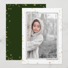 Zwart & Goud Bokeh sterren foto met seizoensgroete Feestdagenkaart