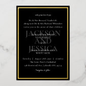 Zwart & Goud Bold Elegante Minimalistische Trouwen Folie Uitnodiging (Voorkant)