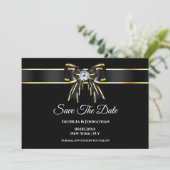 Zwart goud boog diamant DIY foto Save The Date (Staand voorkant)