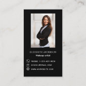 Zwart goud boog foto Qr code social media premium Visitekaartje (Achterkant)