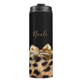 Zwart & Goud Boog Luipaard Jachtluipaard Dierenpri Thermosbeker