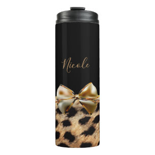 Zwart & Goud Boog Luipaard Jachtluipaard Dierenpri Thermosbeker