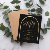 Zwart goud boog script 50e verjaardag uitnodiging