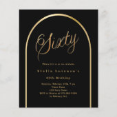 Zwart goud boog script 60e verjaardag uitnodiging (Voorkant)
