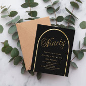 Zwart goud boog script 90ste verjaardag uitnodigin