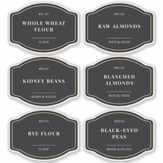 Zwart Goud Border Pantry Organisatie Badge Labels (Voorkant)