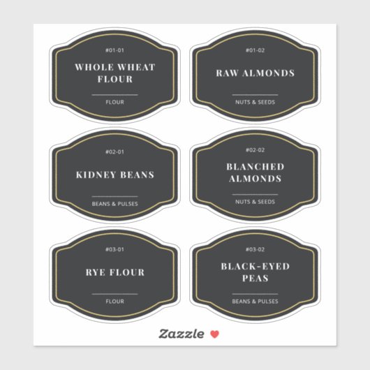 Zwart Goud Border Pantry Organisatie Badge Labels (Vel)