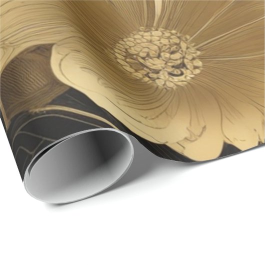 Zwart & Goud Botanicals: Bloemenweelde Cadeaupapier (Rol Hoek)