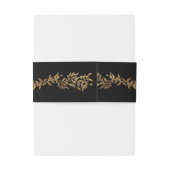zwart & goud botanisch kader monogram bruiloft uitnodigingen wikkel (Achterkant Voorbeeld)