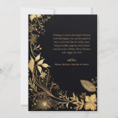 Zwart Goud Botanische Feestelijke Stijlvolle Kerst Feestdagenkaart (Achterkant)