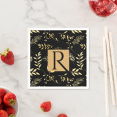 Zwart & Goud Botanische Glamour Trouw Monogram Servetten (Insitu)
