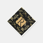 Zwart & Goud Botanische Glamour Trouw Monogram Servetten (Hoek)