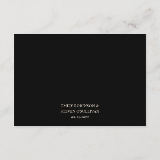 Zwart & Goud Botanische Trouwdetails met QR Informatiekaartje (Achterkant)