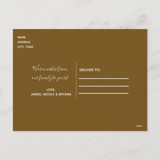 Zwart & Goud Botanische Vrolijk Kerstfeest 6 Foto Feestdagenkaart (Achterkant)