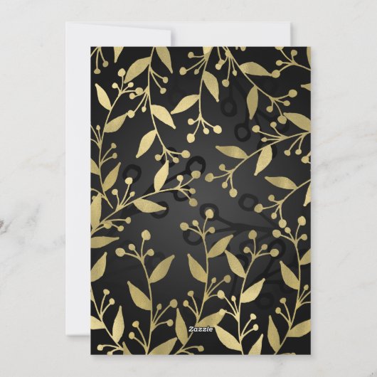 Zwart & Goud Botanische Vrolijk Kerstfeest 6 Foto Feestdagenkaart (Achterkant)