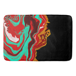 Zwart, goud, Bourgogne, marmer Art n Badmat