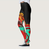 Zwart, goud, Bourgogne, marmer-vloeistofkunst Leggings (Links)