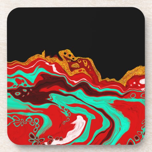 Zwart, goud, Bourgogne, marmerkunst Bier Onderzetter (Voorkant)