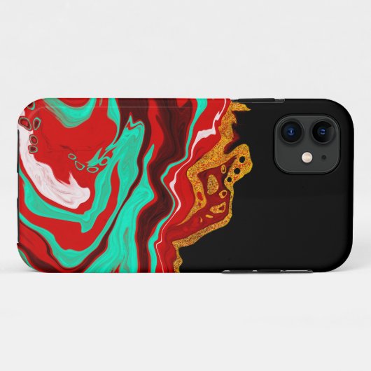 Zwart, goud, Bourgogne, marmerkunst Case-Mate iPhone Case (Achterkant (horizontaal))