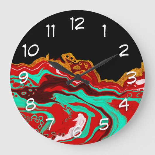 Zwart, goud, Bourgogne, marmerkunst Grote Klok (Voorkant)