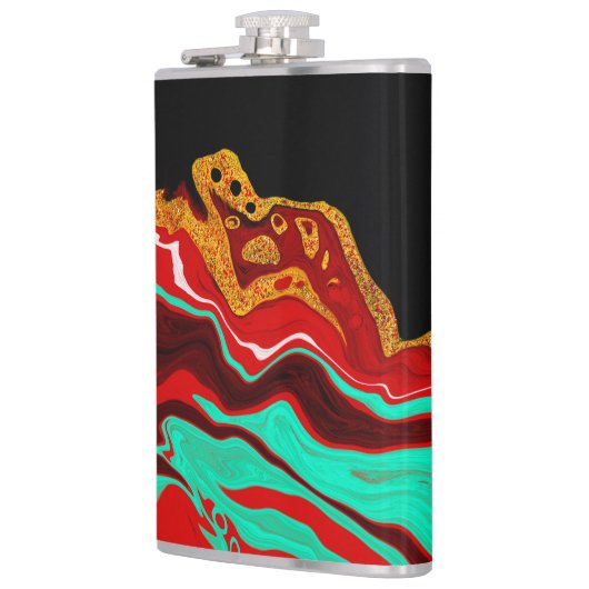 Zwart, goud, Bourgogne, marmerkunst Heupfles (Links)