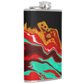 Zwart, goud, Bourgogne, marmerkunst Heupfles (Rechts)