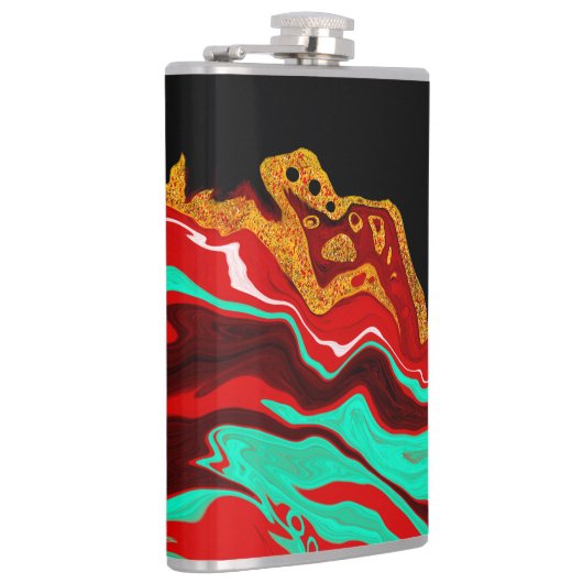 Zwart, goud, Bourgogne, marmerkunst Heupfles (Rechts)