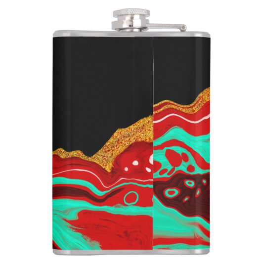 Zwart, goud, Bourgogne, marmerkunst Heupfles (Achterkant)