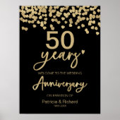 Zwart Goud Bruiloft Jubileum Welkomstbord Poster (Voorkant)
