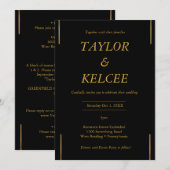 Zwart Goud  bruiloft Kaart (Voorkant / Achterkant)