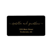 Zwart & Goud Bruiloft Retouradres Labels (Voorkant)