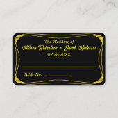 Zwart & goud Bruiloft Tafel Nummer plaats kaart Plaatskaartje (Voorkant)