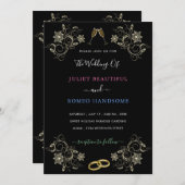 Zwart Goud Bruiloft Uitnodiging Uw Eigen Ontwerp (Voorkant / Achterkant)