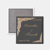 Zwart Goud Bruiloft Uitnodigingen Magneet (Voorkant / Achterkant)