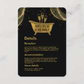 Zwart Goud Brunch & Bubble Wedding Informatiekaartje (Voorkant)