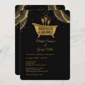 Zwart Goud Brunch & Bubble Wedding Kaart (Voorkant / Achterkant)