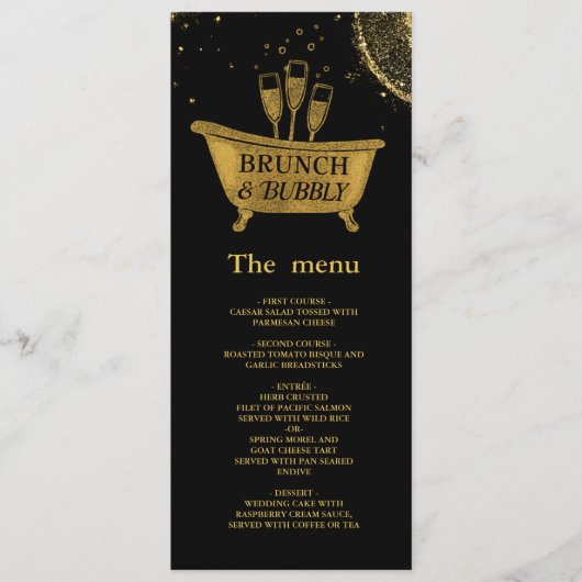 Zwart Goud Brunch & Bubble Wedding menu (Voorkant)