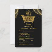 Zwart Goud Brunch & Bubble Wedding RSVP Kaartje (Voorkant)